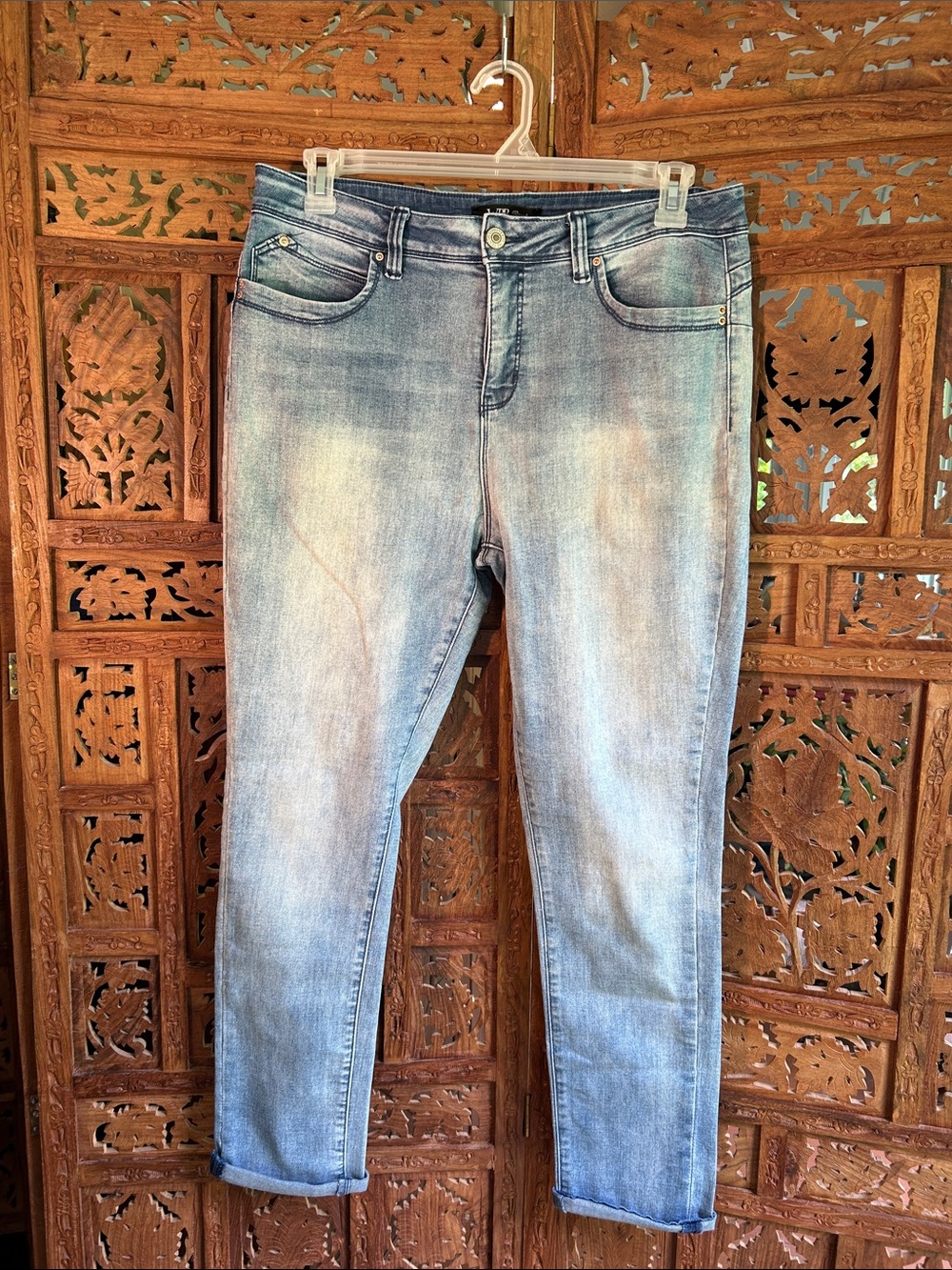 Webb Royalty For Me.  Light Blue Boyfriend Jeans. 5 pocket, stretchy. Size 16